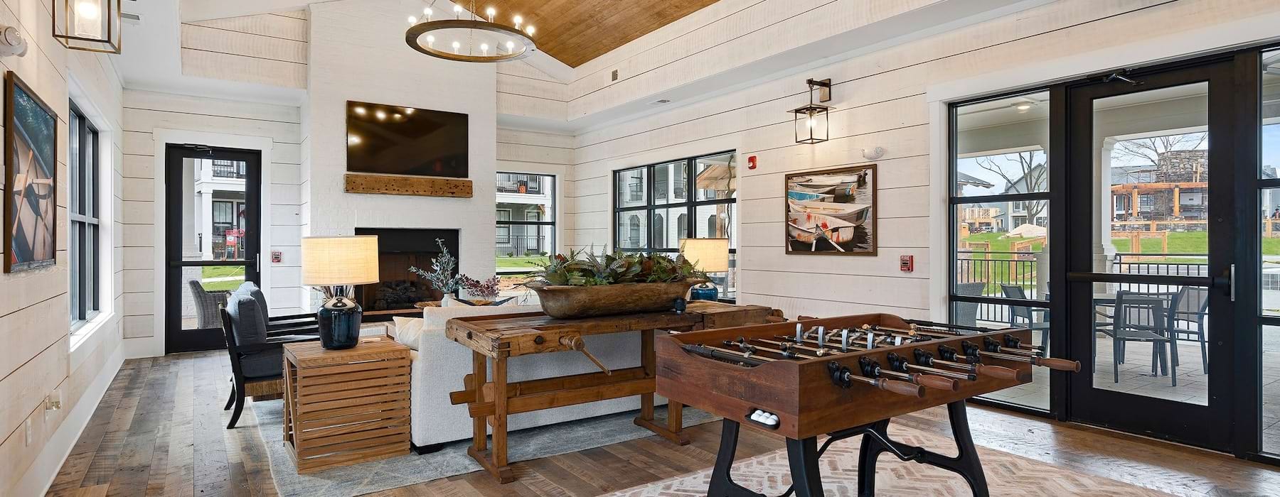 Clubroom with TV and Foosball Table