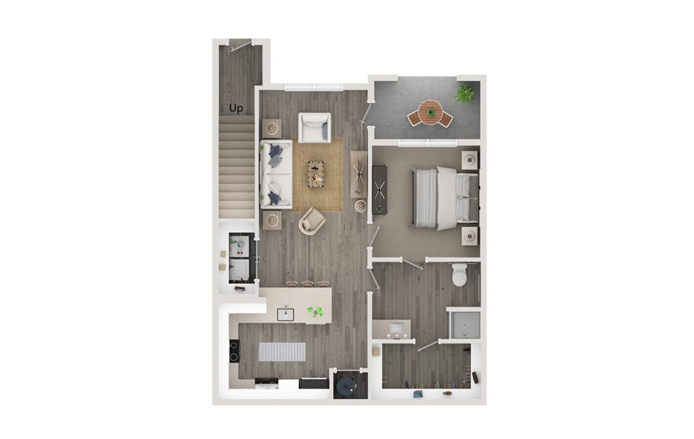 A3 - 1 bedroom floorplan layout with 1 bath and 765 square feet.