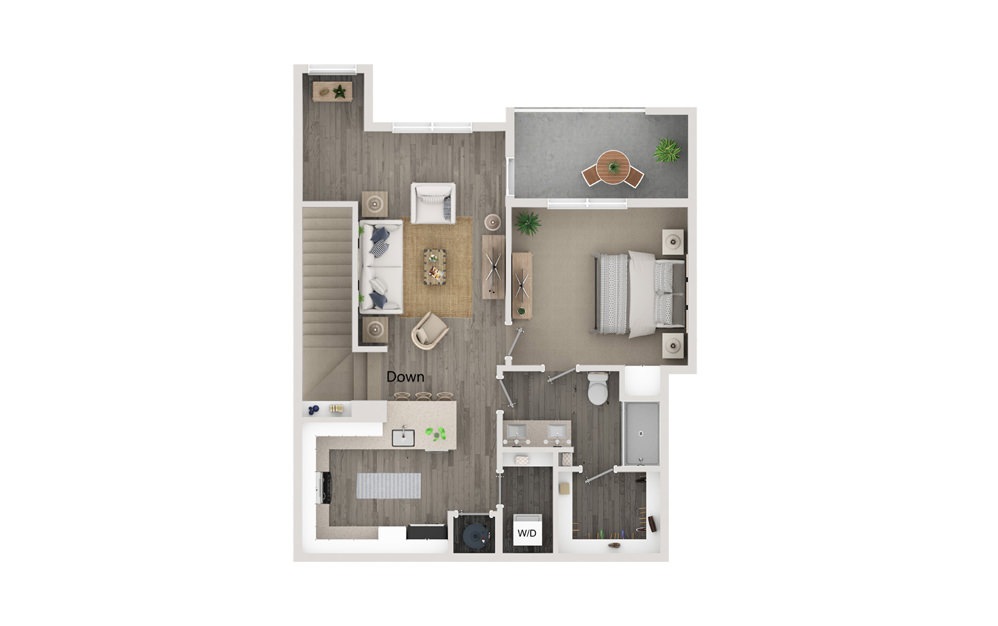 A5 - 1 bedroom floorplan layout with 1 bathroom and 873 square feet