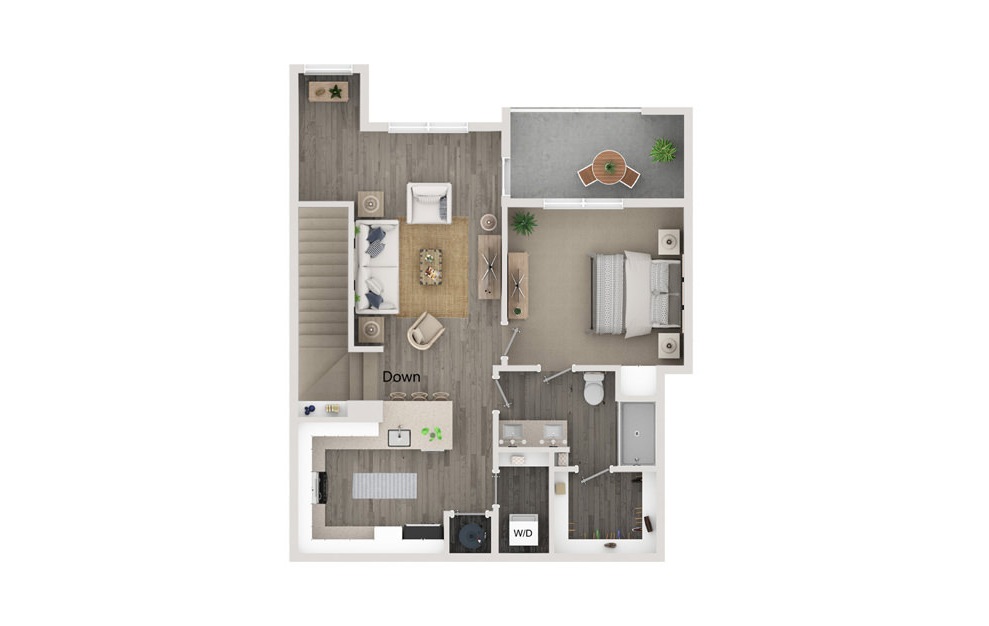 A5 - 1 bedroom floorplan layout with 1 bath and 873 square feet.